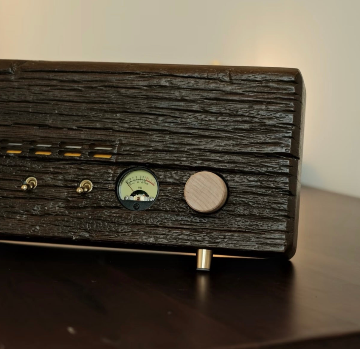 Solid Wood Bluetooth Speaker side view - Wilderness Resonance acoustic design and natural wood finish