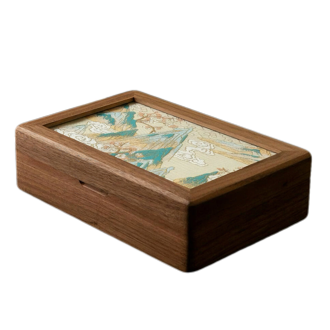 Luxury Solid Wood Jewelry Box Hand-Embroidered Eastern Art Piece - Premium handcrafted storage with traditional design