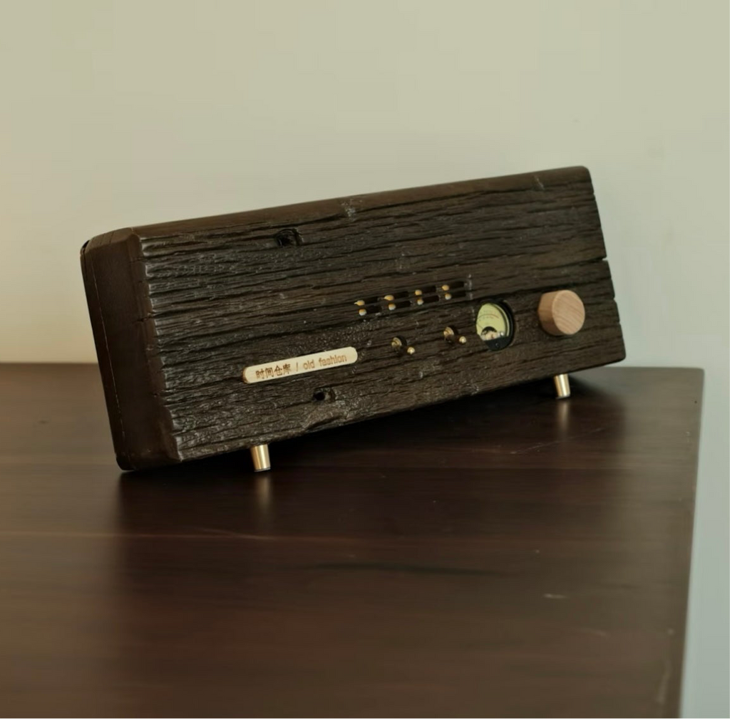 Solid-Body Reclaimed Wood Bluetooth Speaker - Wilderness Resonance design with natural wood grain patterns