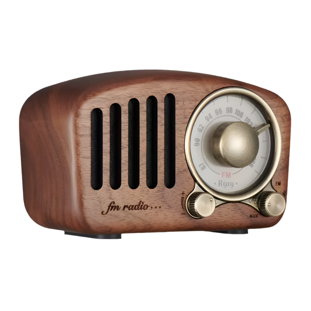 Mini Wood Bluetooth Speaker with Vintage Radio Design - Compact Size