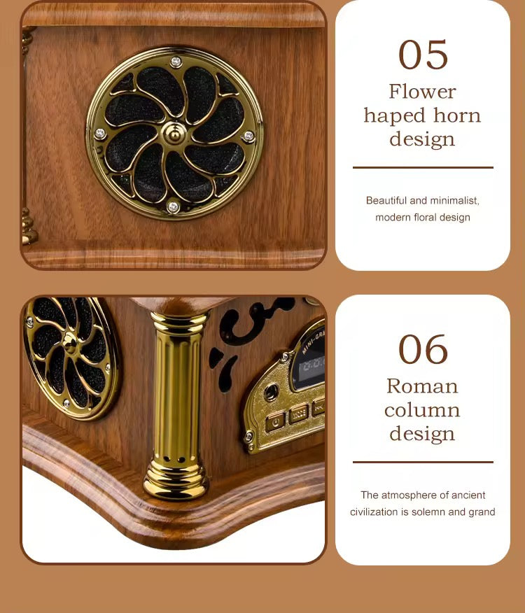 Vintage Turntable Bluetooth Speaker - Nostalgic Design - Music Lover Gift