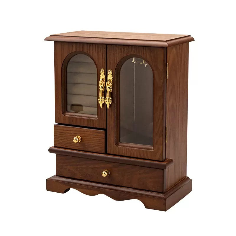 Magic House Vintage Rotating Jewelry Organizer - Solid Wood Luxury Desktop Display with whimsical design