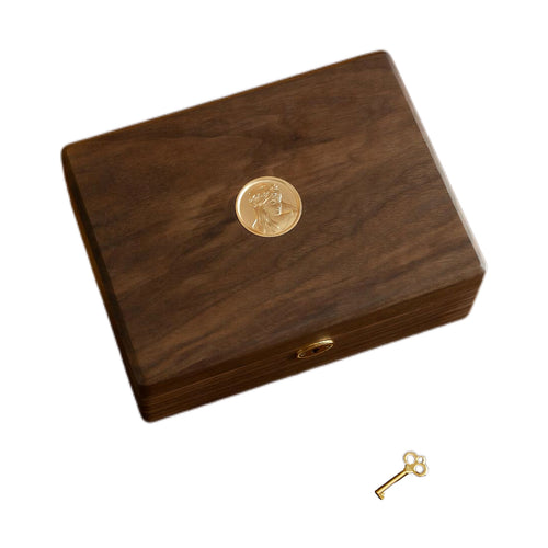Premium Black Walnut Jewelry Box with natural wood grain and magnetic closure - closed view
